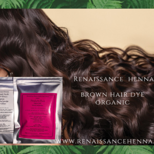 beautiful woman with long silky wavy hair from organic brown hair dye with natural plant based hair dye