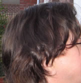 Profile of David showing his hair dyed brown with natural henna and indigo