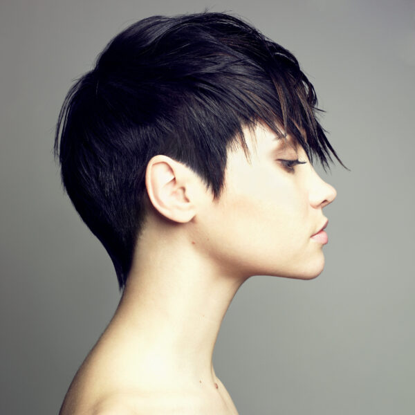 woman with short black hair dyed hair